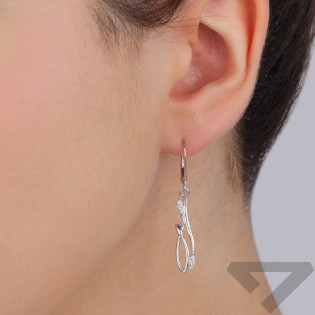 Kolczyki srebrne łezka z listkami i cyrkoniami/big.zam. HS1893 próba 925