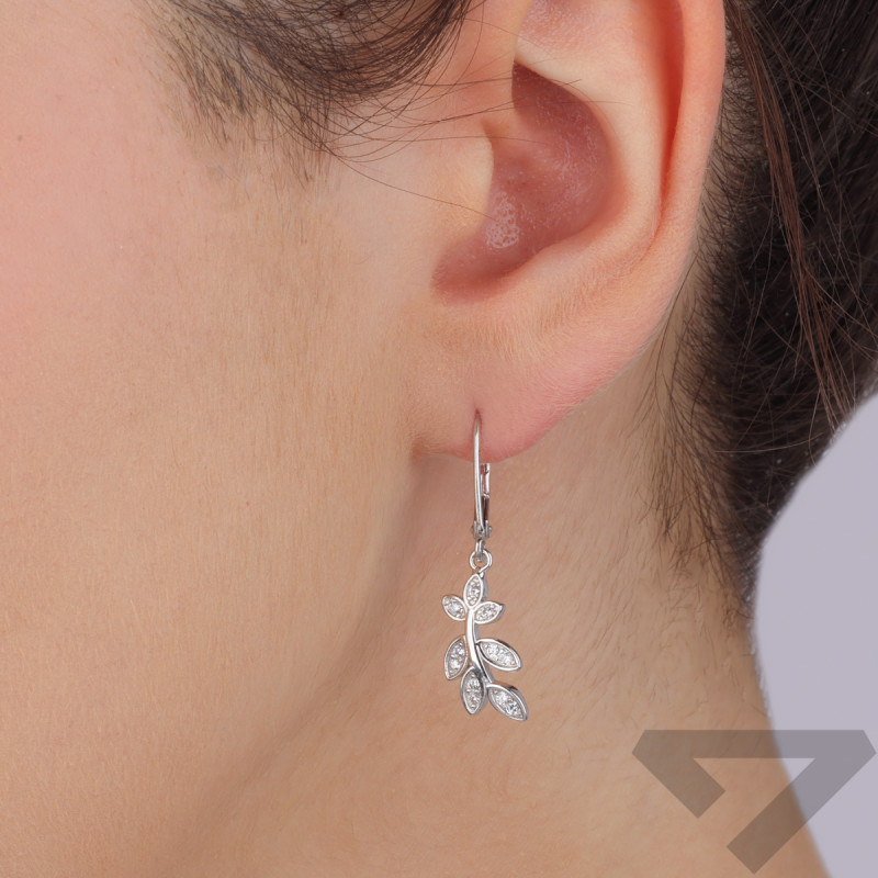 Kolczyki srebrne gałązka z cyrkoniami/big.zam. HS1889 próba 925