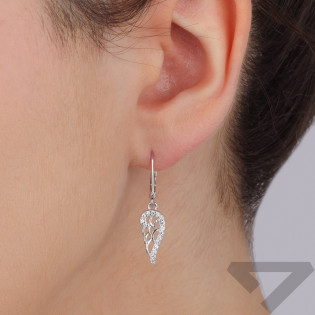Kolczyki srebrne ażurowe skrzydło z cyrkoniami/big.zam. HS1884 próba 925