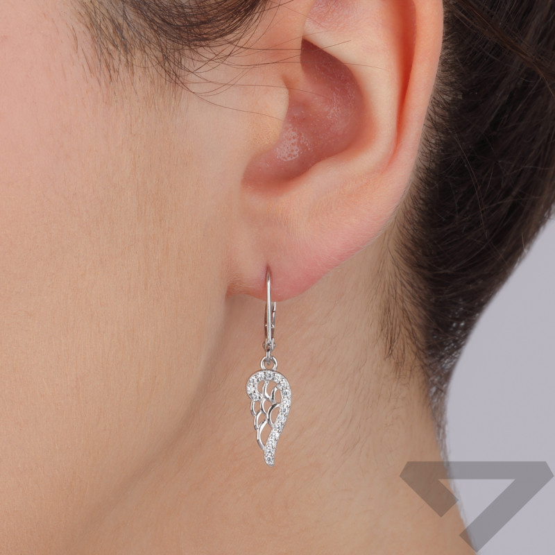 Kolczyki srebrne ażurowe skrzydło z cyrkoniami/big.zam. HS1884 próba 925