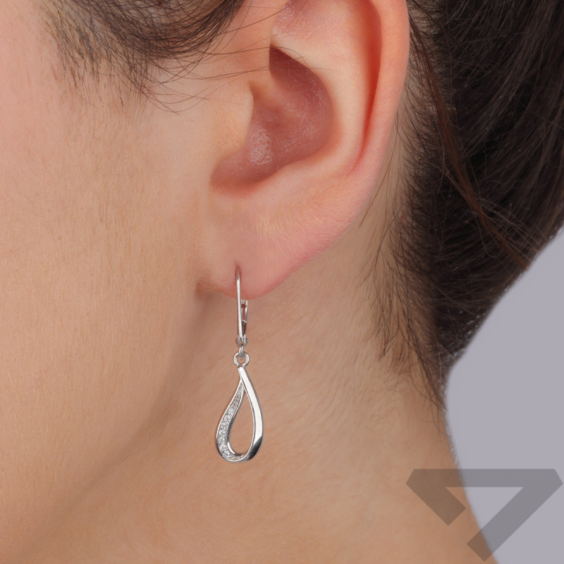 Kolczyki srebrne kropla z białymi cyrkoniami/big.zam. HS1886 próba 925
