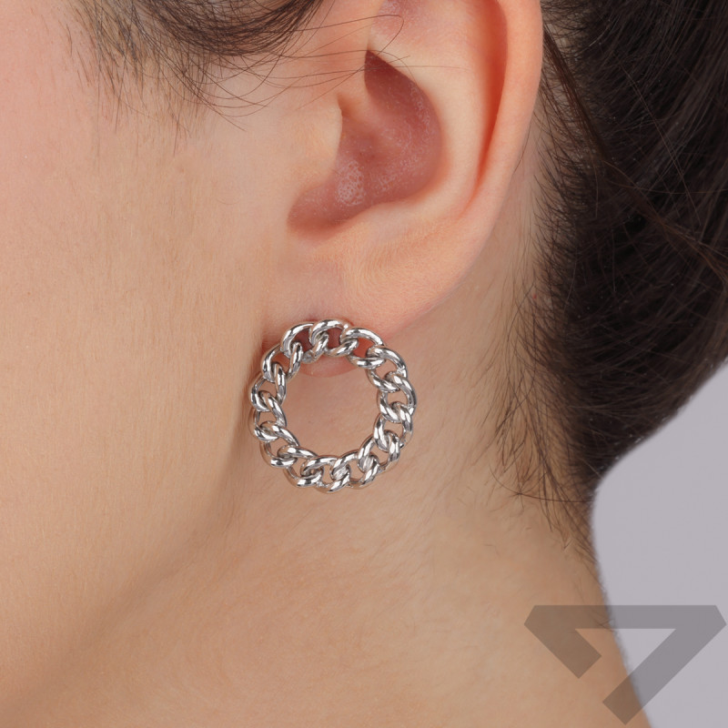 Kolczyki srebrne koło 20 mm pancer/sztyft M3-273 ROD próba 925