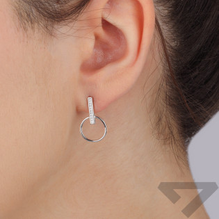 Kolczyki srebrne koło ramka i rząd cyrkonii/sztyft HS1898 próba 925