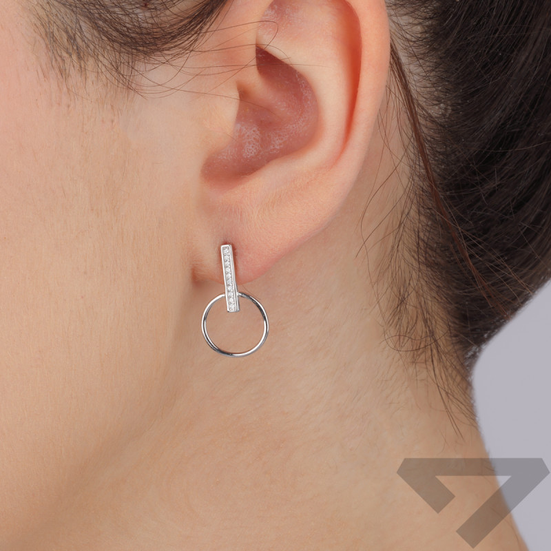 Kolczyki srebrne koło ramka i rząd cyrkonii/sztyft HS1898 próba 925