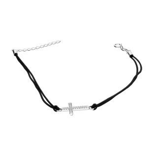 Srebrna Bransoletka Krzyż z Cyrkoniami pr. 925 - JubilerSezam.pl