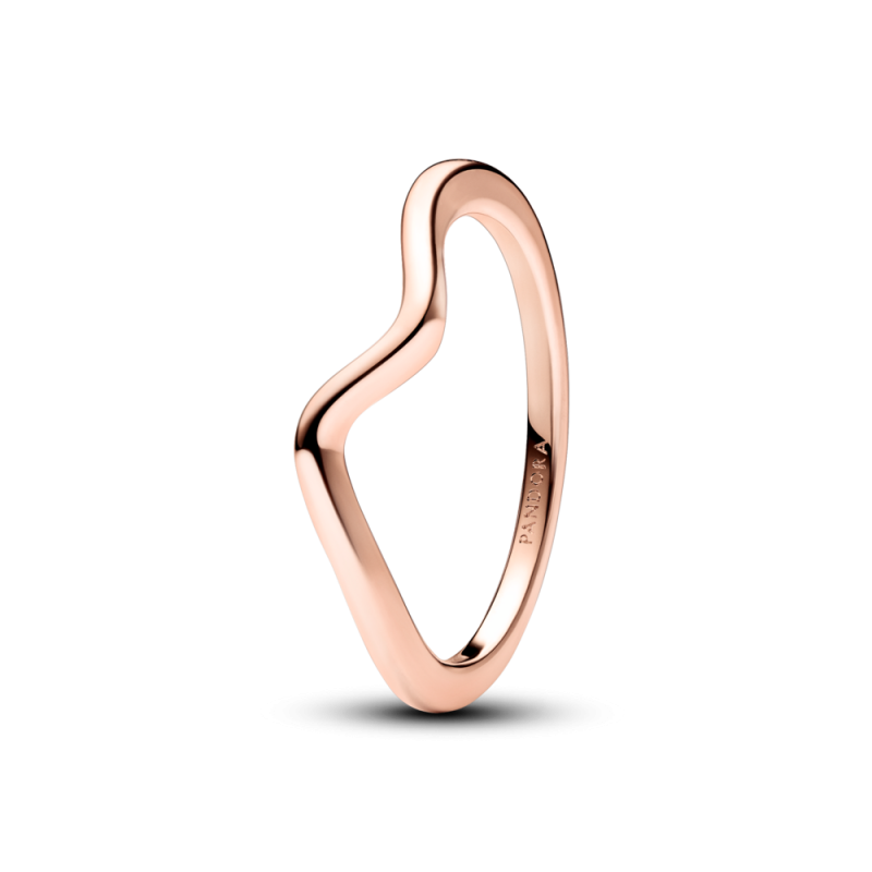 Gładka obrączka Pandora w kształcie fali 183095C00