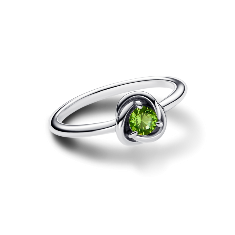Sierpień Pierścionek Pandora z symbolem wieczności i kamieniem urodzinowym 192993C08 próba 925