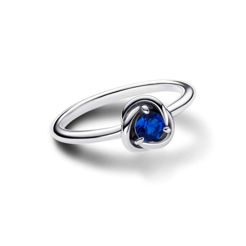 Wrzesień Pierścionek Pandora z symbolem wieczności i kamieniem urodzinowym192993C09 próba 925