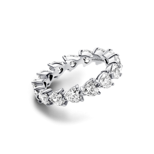 Pierścionek-obrączka złożona z pasma serc Pandora 193103C01 próba 925