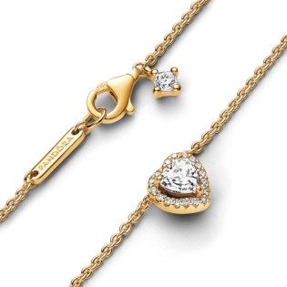 Krótki naszyjnik z lśniącym sercem Pandora 368425C01