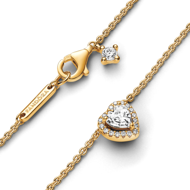 Krótki naszyjnik z lśniącym sercem Pandora 368425C01