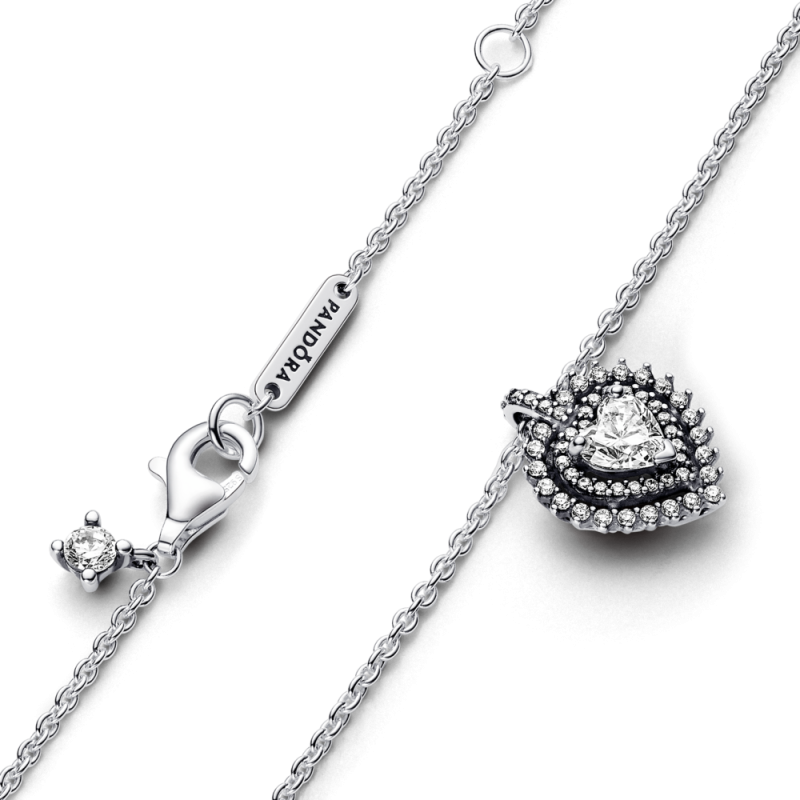 Srebrny naszyjnik Pandora serce z cyrkonią - JubilerSezam.pl