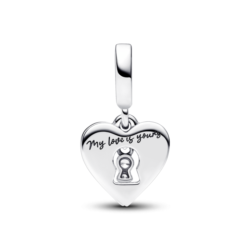 Podwójny charms-zawieszka Pandora w kształcie czerwonego serca z dziurką od klucza 793119C01