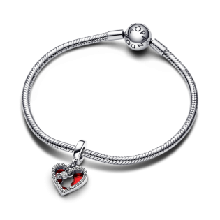 Podwójny charms-zawieszka Pandora w kształcie czerwonego serca z dziurką od klucza 793119C01