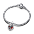 Podwójny charms-zawieszka Pandora w kształcie czerwonego serca z dziurką od klucza 793119C01