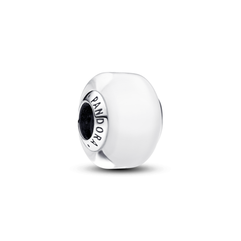Mały charms Pandora z białego szkła Murano 793118C00