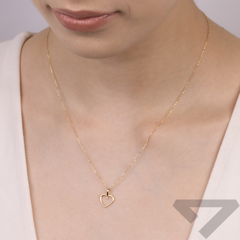 Złote serduszko z diamentem pr. 585 - JubilerSezam.pl