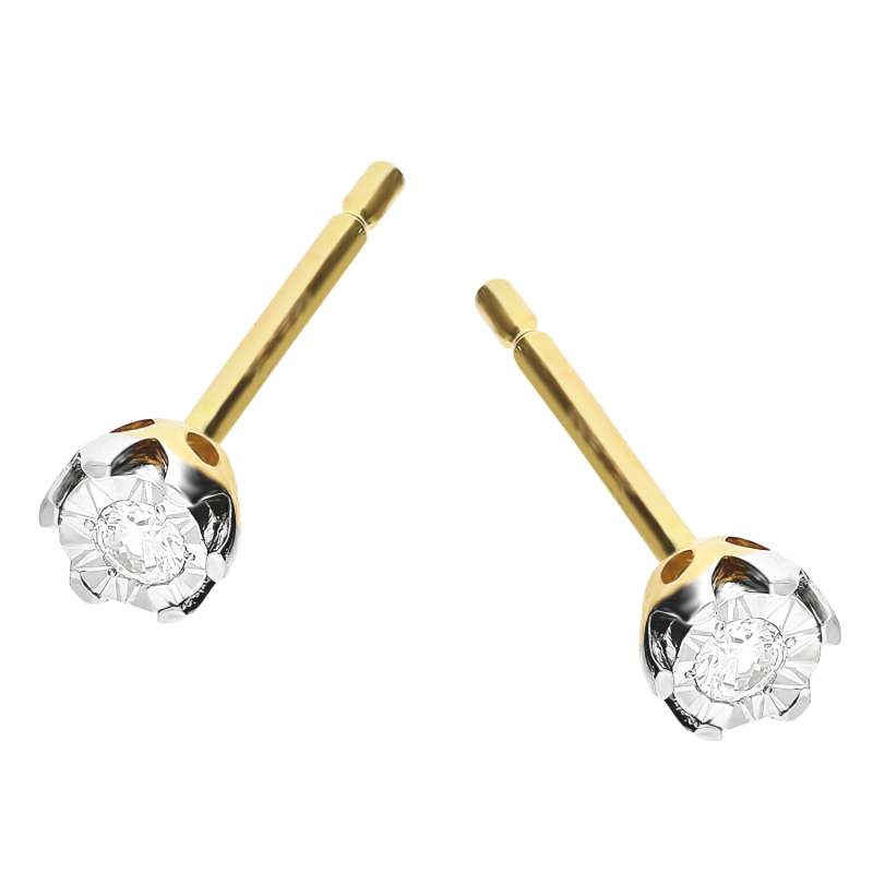 Złote Kolczyki z Diamentem Sztyft pr. 585 - JubilerSezam.pl