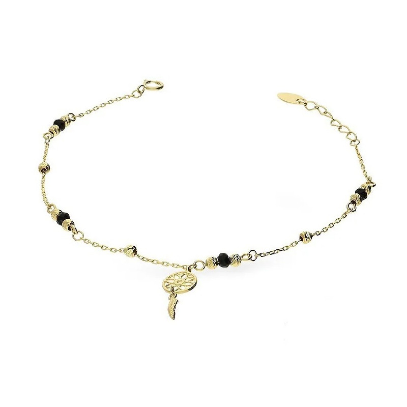 Bransoleta złota łapacz snów z kulkami onyksowymi AR KR(X-XX)FOR6B0499-DC-BO próba 585