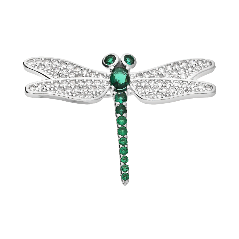 Srebrna Broszka Ważka z Cyrkoniami pr. 925 - JubilerSezam.pl