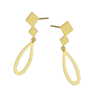 Kolczyki złote kropla ramka i dwa romby/sztyft MZ T23-E-LE-513 próba 585