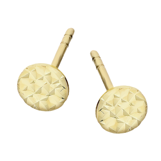 Kolczyki złote grawerowana pinezka 5 mm/sztyft MZ T23-E-LE-567-1-5MM-DC próba 585