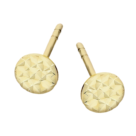 Kolczyki złote grawerowana pinezka 5 mm/sztyft MZ T23-E-LE-567-1-5MM-DC próba 585