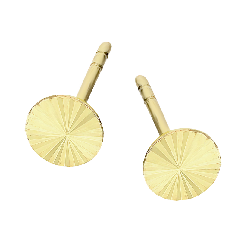 Kolczyki złote pinezka grawerowana z promieniami 5mm/sztyft MZ T23-E-LE-567-5MM-MK próba 375