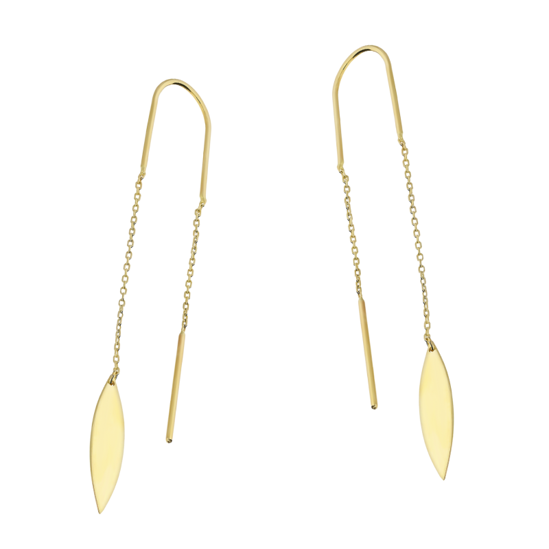 Kolczyki złote grot na rolo/przeciągane MZ T23-E-LE-672-1,5-2,5-CM próba 585