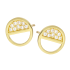 Kolczyki złote koło ramka w połowie z cyrkoniami