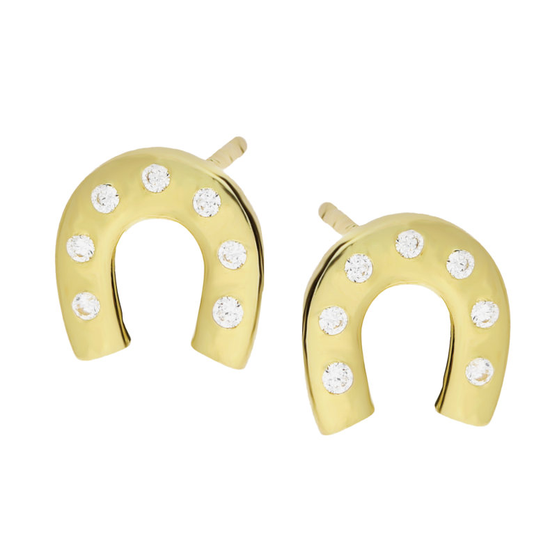 Kolczyki złote podkowa z białymi cyrkoniami/sztyft AR VX8-X8ZE0565 próba 375