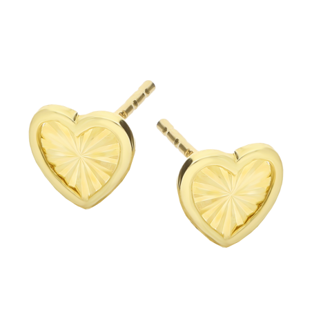 Kolczyki złote serce z grawerowanym środkiem, złoto próby 585