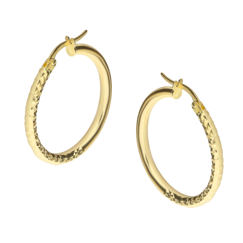 Kolczyki złote kółka rurka z ozdobnym grawerem/ang.zap. AR XDCTE12192-2,0 próba 375