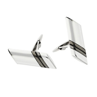 Spinki srebrne do mankietów prostopadłościan ze skośnymi paskami