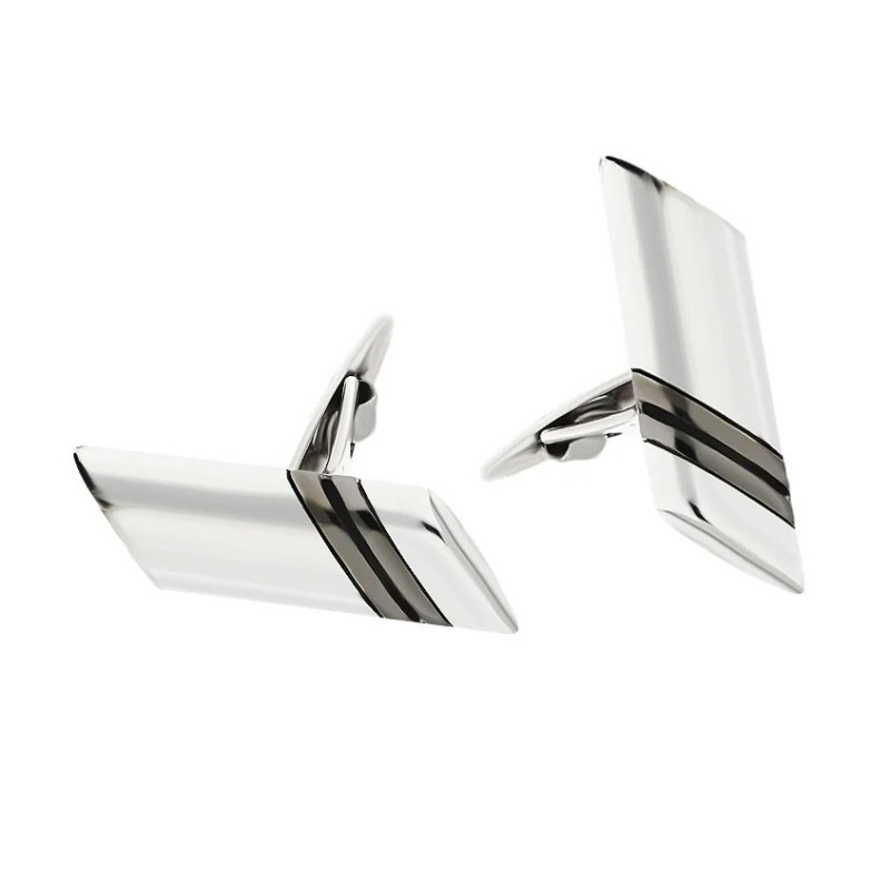 Srebrne Spinki do Mankietów Romb Paski pr. 925 - JubilerSezam.pl