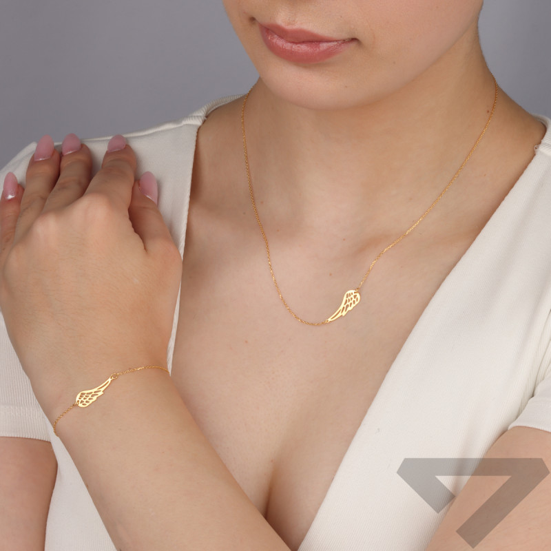 Naszyjnik złoty ażurowe skrzydło bokiem/anker M3-278 próba 585