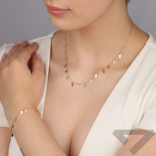 Naszyjnik złoty z wiszącymi listkami/rolo M3-313 próba 585