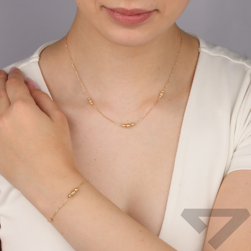 Bransoleta złota z grawerowanymi kulkami/rolo M3-280 próba 585