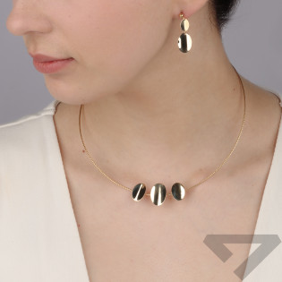 Kolczyki złote dwa gładkie owale i kulka/sztyft M3-292 próba 585