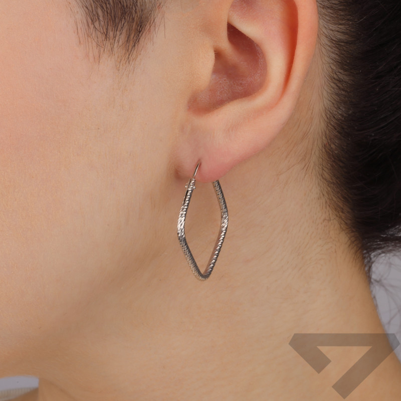 Kolczyki srebrne kwadratowe grawerowane kółka/zawias IG OR10012 ROD próba 925