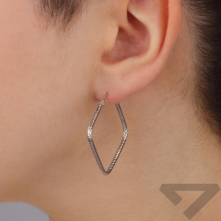 Kolczyki srebrne kwadratowe grawerowane kółka/zawias IG OR10011 ROD próba 925