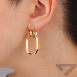 Kolczyki złote gładki owal i żłobione półkółko/sztyft M3-302 próba 585