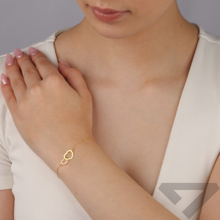 Bransoleta złota klanówka z dwoma sercami/anker M3 M-269 próba 585