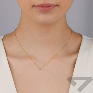 Naszyjnik złoty biała cyrkonia w okrągłej oprawie/anker M3-290 próba 585