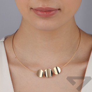 Naszyjnik złoty trzy gładkie koła/linka półsztywna M3-293 próba 585