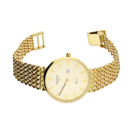 Złoty Zegarek Męski Biżuteryjny z Okrągłą Tarczą - JubilerSezam.pl