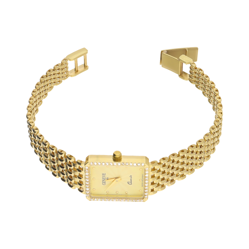 Zegarek złoty z prostokątną tarczą MI G398712-713-GŁ próba 585