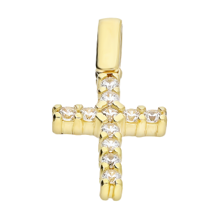 Złoty krzyżyk z cyrkoniami pr. 585 - JubilerSezam.pl