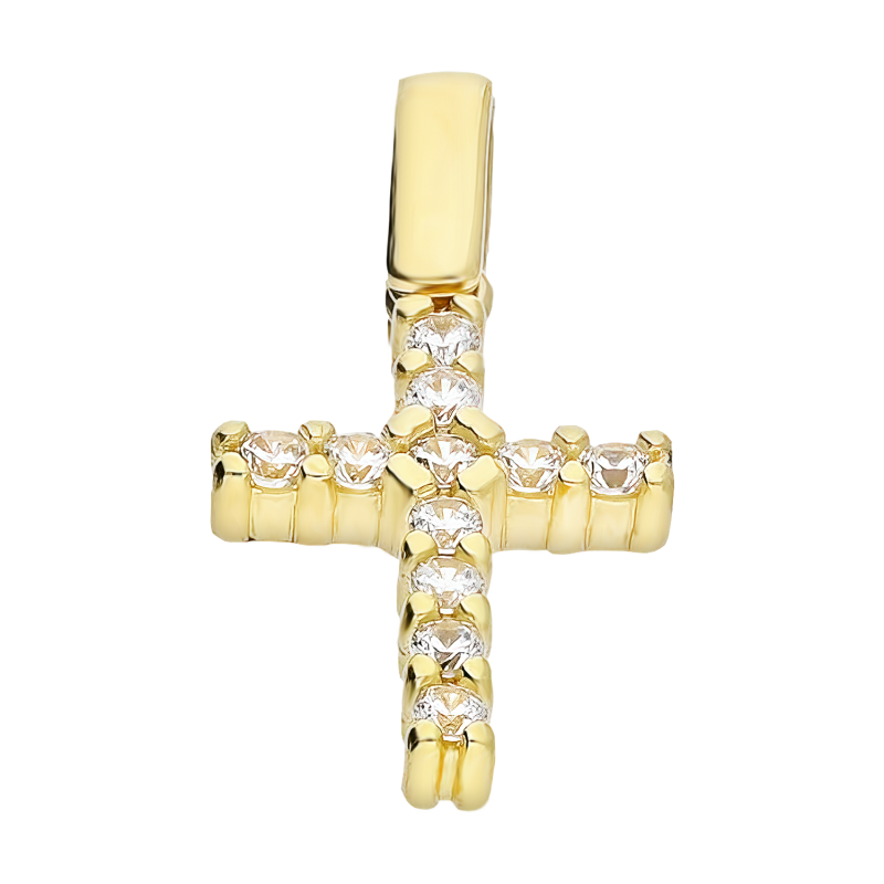 Złoty krzyżyk z cyrkoniami pr. 585 - JubilerSezam.pl