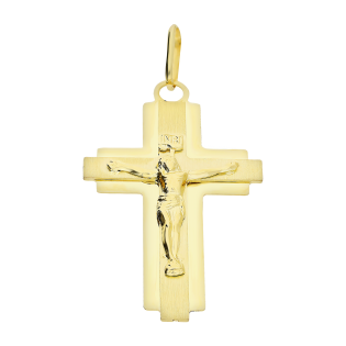 Krzyżyk złoty z nakładanym wizerunkiem Pana Jezusa